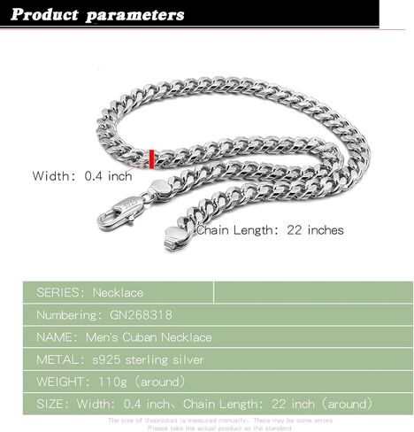 Dankadi Men Italian 925 Sterling Silver Necklace 8-10-12MM Solid Miami Cuban Link Chain 18 "20" 22 "24" 26" 28 "30 "Man Women Teen Jewelry Gift in Saudi Arabia