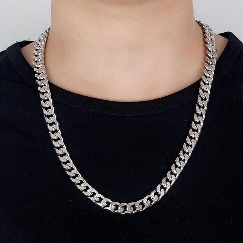 Dankadi Men Italian 925 Sterling Silver Necklace 8-10-12MM Solid Miami Cuban Link Chain 18 "20" 22 "24" 26" 28 "30 "Man Women Teen Jewelry Gift in Saudi Arabia