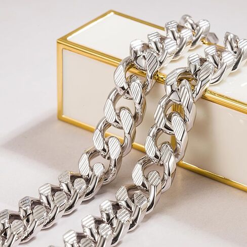 Dankadi Men Italian 925 Sterling Silver Necklace 8-10-12MM Solid Miami Cuban Link Chain 18 "20" 22 "24" 26" 28 "30 "Man Women Teen Jewelry Gift in Saudi Arabia