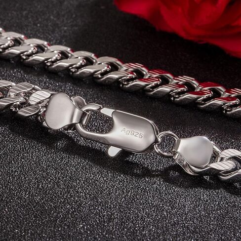 Dankadi Men Italian 925 Sterling Silver Necklace 8-10-12MM Solid Miami Cuban Link Chain 18 "20" 22 "24" 26" 28 "30 "Man Women Teen Jewelry Gift in Saudi Arabia