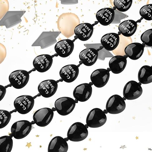 Karenhi 2 Pcs Class of 2024 Graduation Kukui Nut Leis Necklaces Black Kukui Nut Leis Hawaiian Necklace with Ribbon Bow Adjustable 2024 Money Leis Graduation Gift for Men Women Kids in Saudi Arabia