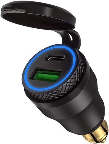 iMESTOU ألومنيوم DIN Plug 30W 5A توصيل الطاقة للدراجات النارية شاحن USB مزدوج QC 3.0 محول طاقة سريع الشحن مقاوم للماء يناسب مقبس BMW Ducati Triumph DIN 12V-24V in Kuwait