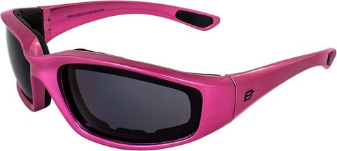 Birdz Eyewear Oriole Anti Fog Padded Motorcycle Sunglasses Scratch-Resistant Pink Frame w/Smoke Lens in Saudi Arabia