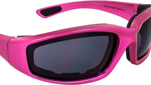 Birdz Eyewear Oriole Anti Fog Padded Motorcycle Sunglasses Scratch-Resistant Pink Frame w/Smoke Lens in Saudi Arabia