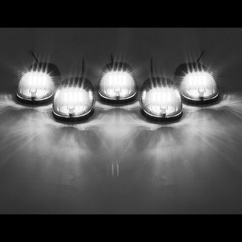 5 قطع من عدسات Komas المدخنة السوداء 16 مصباح LED أبيض لسقف الكابينة، 264146BK مصباح السقف العلوي بديل ضوء الجري لشاحنة SUV 2003-2018 Dodge Ram 1500 2500 3500 4500 (16 LED أبيض) in Kuwait