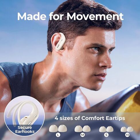 Bluetooth Headphones Wireless Earbuds 90 Hrs Playtime Earbuds with Wireless Charging Case Power Display Over-ear Earphones with Earhooks Waterproof Stereo Headset for Android phone Workout White in Saudi Arabia