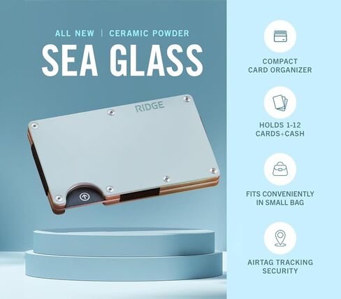 حزمة Ridge EDC: محفظة Ridge Sea Glass Cash Strap للنساء + مجموعة حافظة Airtag - محفظة آمنة ومحمية بتقنية RFID مع حامل بطاقة هوائية وحزام للنقود. in Kuwait