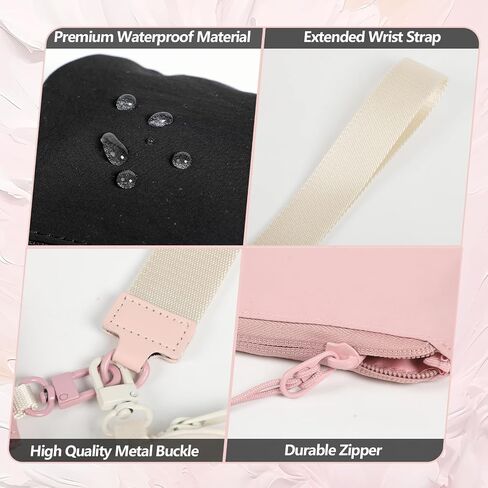 RUONARIER Dual Pouch Wristlet wallet, Portable keychain Wallet, Mini Zip Around Wristlet Wallets for Women, Detachable Dual Pouch Coin Purse, Small Wallets for Women Men (Pink+Beige) in Saudi Arabia