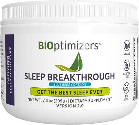 BiOptimizers Sleep Breakthrough 2.0 – Natural Support Supplement | Calming Relief Aid Adults | Non Habit Forming | 202.5 g Powder Blue Berry Dreams in Saudi Arabia