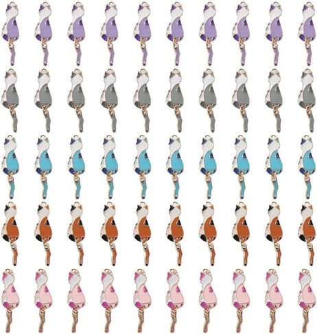 hobbyhub 50Pcs 5 Colors Enamel Cat Charms Cute Kitten Animal Charms Pendants Pet Enamel for DIY Jewelry Making Bracelet Necklace Earring in Saudi Arabia
