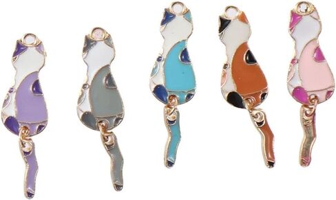 hobbyhub 50Pcs 5 Colors Enamel Cat Charms Cute Kitten Animal Charms Pendants Pet Enamel for DIY Jewelry Making Bracelet Necklace Earring in Saudi Arabia