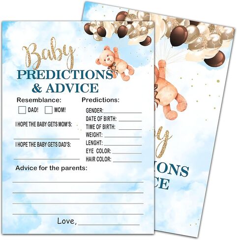 تنبؤات الطفل ونصائح استحمام الطفل، لعبة تخمين الدب الصغير المحايدة لحديثي الولادة، كتاب نصائح جديد لرسالة الوالدين، الأم والأب ليكون تذكارًا لمستلزمات الحفلات - 30 بطاقة ألعاب (bb012-yx17) in Kuwait