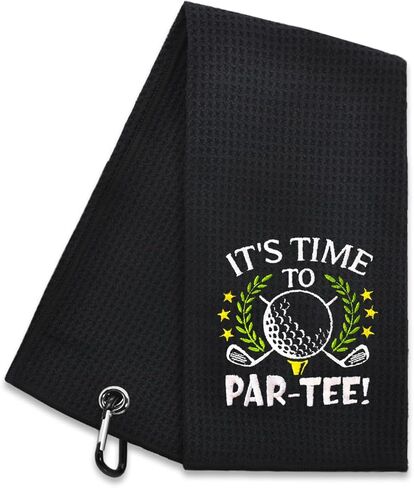 Hafhue It's Time to Par-tee Embroidered Golf Towel, Golf Accessories for Men Women, Golf Gift for Men Women, Retirement Gift for Dad Grandpa Golf Lover Golf Fan in Saudi Arabia