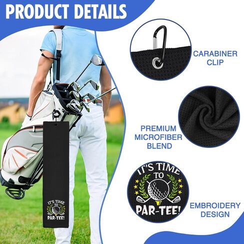 Hafhue It's Time to Par-tee Embroidered Golf Towel, Golf Accessories for Men Women, Golf Gift for Men Women, Retirement Gift for Dad Grandpa Golf Lover Golf Fan in Saudi Arabia