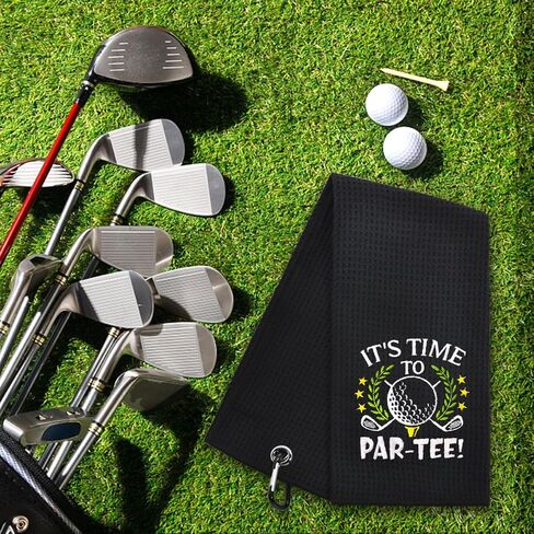 Hafhue It's Time to Par-tee Embroidered Golf Towel, Golf Accessories for Men Women, Golf Gift for Men Women, Retirement Gift for Dad Grandpa Golf Lover Golf Fan in Saudi Arabia
