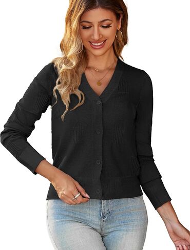 U.Vomade Women's Cardigans 3/4 Sleeve Open Front Cropped Cardigan Hollow Out Bolero Shrug S-XL in Saudi Arabia
