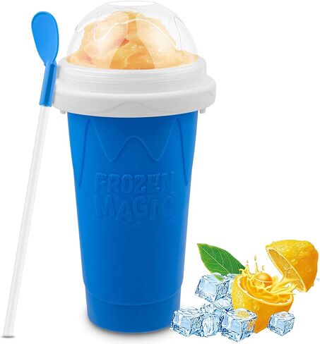 Slushie Maker Cup - Magic Quick Frozen Smoothies Cup for Homemade Milk Shake Ice Cream Maker, Cooling Cup, Double Layer Squeeze Slushy Maker Cup, Birthday Gifts for Friends&Family (CNEWBlue) in Kuwait