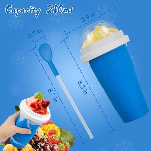 Slushie Maker Cup - Magic Quick Frozen Smoothies Cup for Homemade Milk Shake Ice Cream Maker, Cooling Cup, Double Layer Squeeze Slushy Maker Cup, Birthday Gifts for Friends&Family (CNEWBlue) in Kuwait