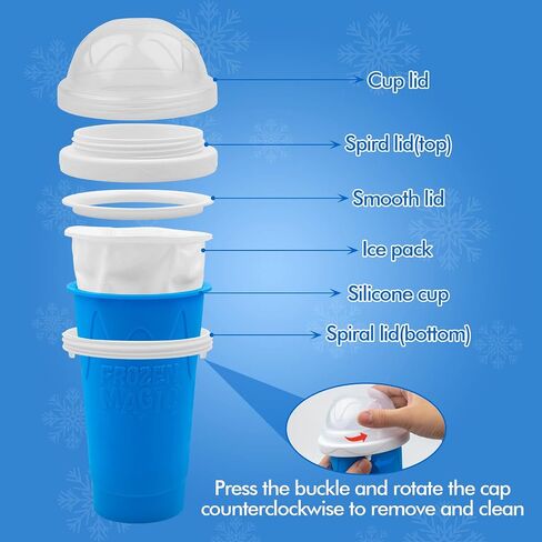 Slushie Maker Cup - Magic Quick Frozen Smoothies Cup for Homemade Milk Shake Ice Cream Maker, Cooling Cup, Double Layer Squeeze Slushy Maker Cup, Birthday Gifts for Friends&Family (CNEWBlue) in Kuwait