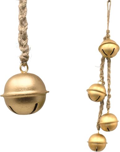 مجموعة من 4 أجراس ديكور عتيقة مصنوعة يدويًا لعيد الميلاد المحظوظ معلقة على حبل بأسلوب مجموعة الجرس المتناغم الريفي in Kuwait