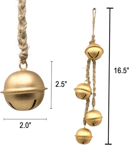 مجموعة من 4 أجراس ديكور عتيقة مصنوعة يدويًا لعيد الميلاد المحظوظ معلقة على حبل بأسلوب مجموعة الجرس المتناغم الريفي in Kuwait