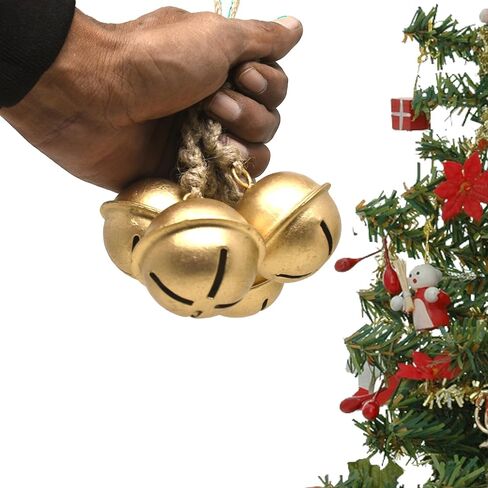 مجموعة من 4 أجراس ديكور عتيقة مصنوعة يدويًا لعيد الميلاد المحظوظ معلقة على حبل بأسلوب مجموعة الجرس المتناغم الريفي in Kuwait