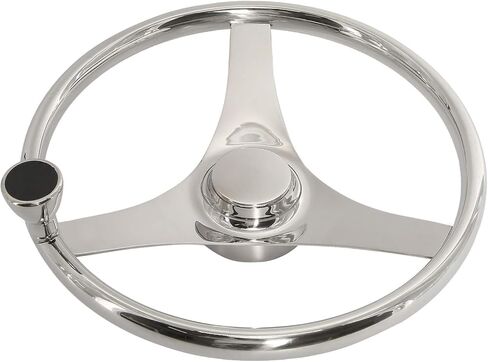 YaeMarine عجلة قيادة قارب من الفولاذ المقاوم للصدأ مقاس 13-1/2 بوصة ضياء 3 تكلم عجلة قيادة رياضية مع مقبض تحكم وغطاء in Kuwait