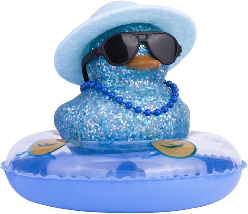 MuMyer Car Rubber Duck Ornaments Colorful Duck Car Dashboard Decorations Accessories with Mini Sunglasses Swim Ring Sun Hat and Color Necklace(CC12) in Saudi Arabia