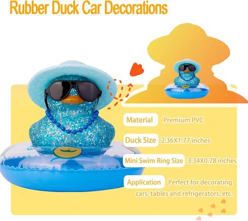 MuMyer Car Rubber Duck Ornaments Colorful Duck Car Dashboard Decorations Accessories with Mini Sunglasses Swim Ring Sun Hat and Color Necklace(CC12) in Saudi Arabia