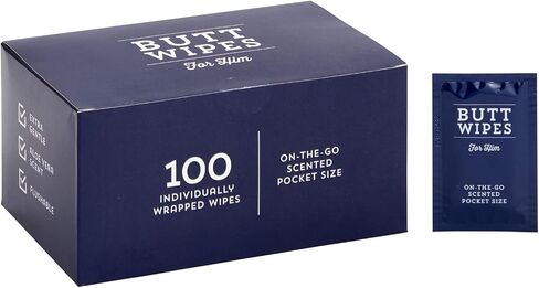 BLUE PANDA 100 Pack Wet Travel Butt Wipes for Men, On-The-Go Flushable Wipes Individually Wrapped for Adults (Aloe Vera Scented) in Saudi Arabia