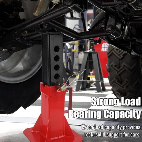 حامل رافعة السيارة عالي التحمل، حامل رافعة سيارات بارتفاع قابل للتعديل من النوع الدبوس مع قفل، سعة 22 طن (44,000 رطل)، أحمر، زوج واحد in Kuwait