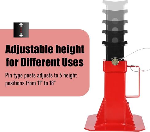 حامل رافعة السيارة عالي التحمل، حامل رافعة سيارات بارتفاع قابل للتعديل من النوع الدبوس مع قفل، سعة 22 طن (44,000 رطل)، أحمر، زوج واحد in Kuwait