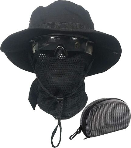 Sun Hat Bucket Boonie Hats Scarf Glasses Protection Foldable Set Camo Hats Fishing Hiking Camping Outdoor Sports Men Women in Saudi Arabia