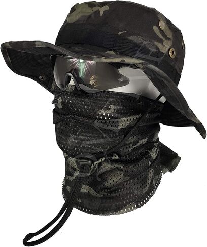 قبعة الشمس دلو Boonie القبعات وشاح نظارات حماية طوي مجموعة كامو القبعات الصيد التنزه التخييم الرياضة في الهواء الطلق الرجال النساء in Saudi Arabia