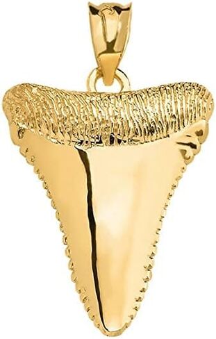 14K Yellow Gold 1-1/8" Lucky Shark Tooth Pendant - Pendant Only in Saudi Arabia