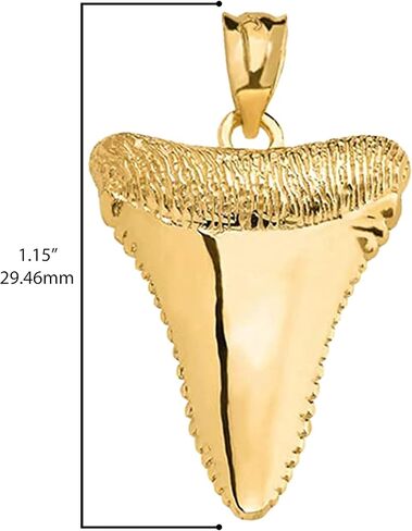 14K Yellow Gold 1-1/8" Lucky Shark Tooth Pendant - Pendant Only in Saudi Arabia