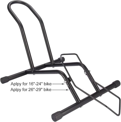 حامل أرضي للدراجة، رف انتظار الدراجة الفولاذي يناسب الدراجات مقاس 16 بوصة - 29 بوصة، منظم تخزين الدراجات للمرآب المنزلي الداخلي والخارجي، حامل دراجة للدراجة الجبلية والطرق، أسود in Kuwait
