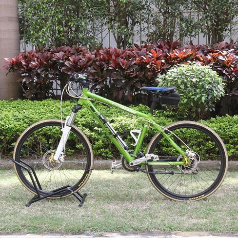 حامل أرضي للدراجة، رف انتظار الدراجة الفولاذي يناسب الدراجات مقاس 16 بوصة - 29 بوصة، منظم تخزين الدراجات للمرآب المنزلي الداخلي والخارجي، حامل دراجة للدراجة الجبلية والطرق، أسود in Kuwait