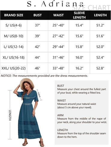 S. Adriana Boho Maxi Dress for Women 2024 Summer V Neck Lace Wedding Guest Dress Smocked Waist Bohemian Long Flowy Dresses in Saudi Arabia