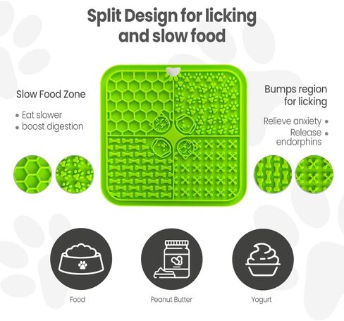 Sensia.Lick Mat، 3 قطع من حصيرة لعق الكلاب ذات التغذية البطيئة مع كوب شفط (سجادة طعام للكلاب باللون الأزرق + حصيرة لعق القطط الخضراء + ملعقة برتقالية) حصيرة لعق للكلاب الكبيرة / طعام القطط (مضاد للانزلاق، سيليكون صالح للطعام) in Kuwait