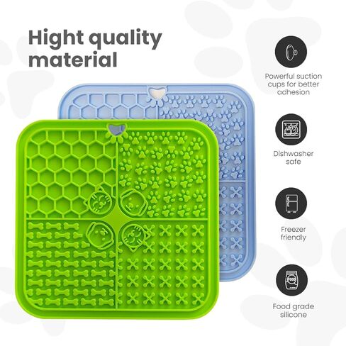 Sensia.Lick Mat، 3 قطع من حصيرة لعق الكلاب ذات التغذية البطيئة مع كوب شفط (سجادة طعام للكلاب باللون الأزرق + حصيرة لعق القطط الخضراء + ملعقة برتقالية) حصيرة لعق للكلاب الكبيرة / طعام القطط (مضاد للانزلاق، سيليكون صالح للطعام) in Kuwait