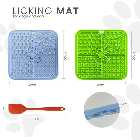 Sensia.Lick Mat، 3 قطع من حصيرة لعق الكلاب ذات التغذية البطيئة مع كوب شفط (سجادة طعام للكلاب باللون الأزرق + حصيرة لعق القطط الخضراء + ملعقة برتقالية) حصيرة لعق للكلاب الكبيرة / طعام القطط (مضاد للانزلاق، سيليكون صالح للطعام) in Kuwait