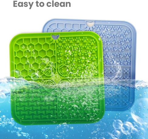 Sensia.Lick Mat، 3 قطع من حصيرة لعق الكلاب ذات التغذية البطيئة مع كوب شفط (سجادة طعام للكلاب باللون الأزرق + حصيرة لعق القطط الخضراء + ملعقة برتقالية) حصيرة لعق للكلاب الكبيرة / طعام القطط (مضاد للانزلاق، سيليكون صالح للطعام) in Kuwait