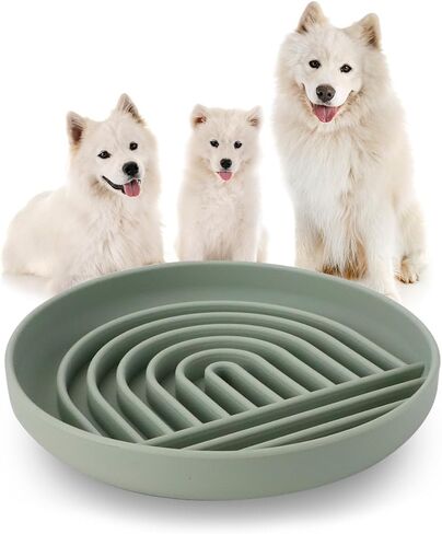 FHDUSRYO Slow Feeder Dog Bowl, Silicone Puzzle Bowl with Suction Cup, Non-Slip Dog Feeding Bowl to Slow Down Eating, Slowdown Bowl Pet Food Dish for Small Breed and Medium Size Dog (Green 7.5 inch) in Saudi Arabia