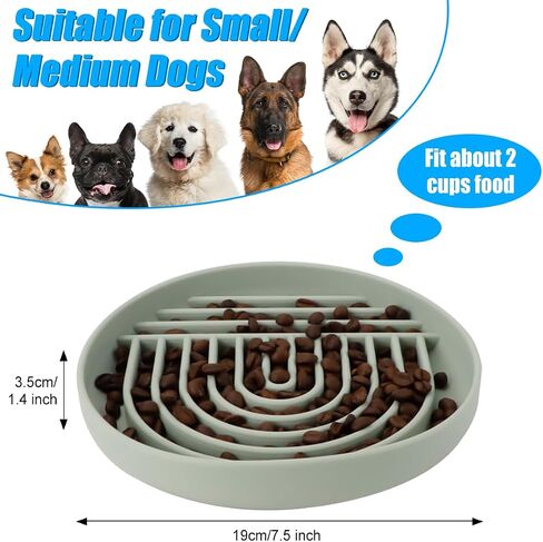 FHDUSRYO Slow Feeder Dog Bowl, Silicone Puzzle Bowl with Suction Cup, Non-Slip Dog Feeding Bowl to Slow Down Eating, Slowdown Bowl Pet Food Dish for Small Breed and Medium Size Dog (Green 7.5 inch) in Saudi Arabia