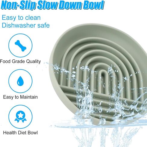 FHDUSRYO Slow Feeder Dog Bowl, Silicone Puzzle Bowl with Suction Cup, Non-Slip Dog Feeding Bowl to Slow Down Eating, Slowdown Bowl Pet Food Dish for Small Breed and Medium Size Dog (Green 7.5 inch) in Saudi Arabia