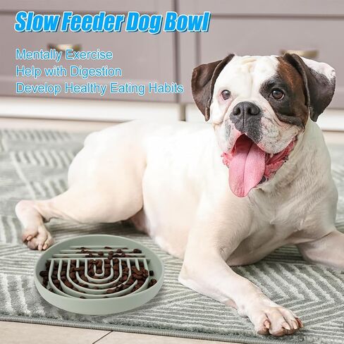 FHDUSRYO Slow Feeder Dog Bowl, Silicone Puzzle Bowl with Suction Cup, Non-Slip Dog Feeding Bowl to Slow Down Eating, Slowdown Bowl Pet Food Dish for Small Breed and Medium Size Dog (Green 7.5 inch) in Saudi Arabia