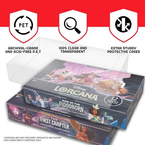 واقي حافظة عرض EVORETRO متوافق مع صناديق Lorcana Booster، عبوة واحدة، خالية من الأحماض، واقي PET مقاوم للخدش - حافظة عرض بلاستيكية 0.40 مم لتنظيم تخزين بطاقات TCG القابلة للتحصيل in Kuwait