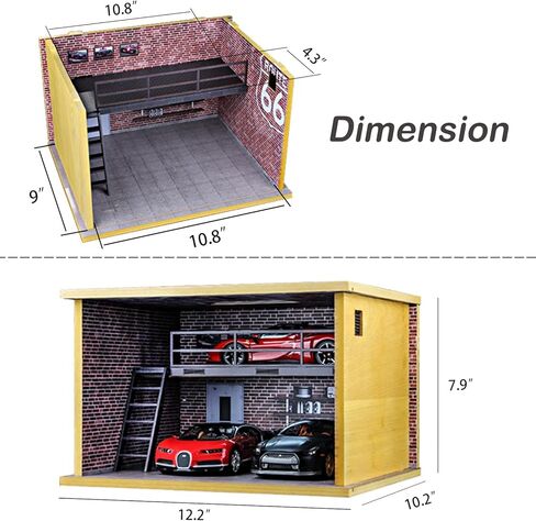 علبة عرض للسيارات المصبوبة بمقياس 1/24 وسيارات أبطال السرعة مع طبقة مزدوجة من الأكريليك الشفاف وإضاءة LED، غير متضمنة السيارات والنماذج (1:24 طريق 66 طبقة مزدوجة) in Kuwait