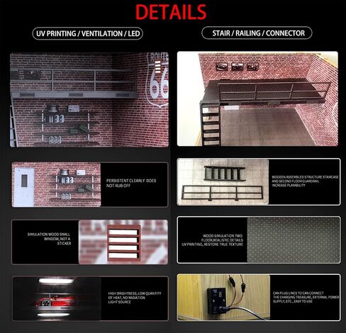 علبة عرض للسيارات المصبوبة بمقياس 1/24 وسيارات أبطال السرعة مع طبقة مزدوجة من الأكريليك الشفاف وإضاءة LED، غير متضمنة السيارات والنماذج (1:24 طريق 66 طبقة مزدوجة) in Kuwait